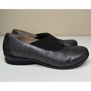 Dansko Ann Loafer Womens EU 40 US 10 Metallic Silver Leather Stretch Slip On